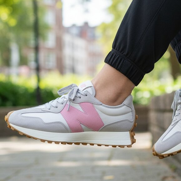 New Balance 327 Women's Casual Sneakers Shoes White Moonbeam Pink various sizes - Picture 3 of 9